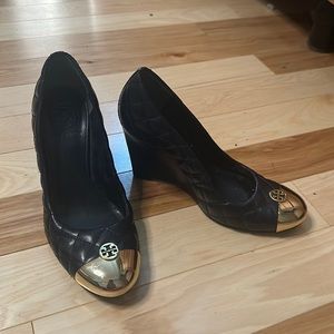 Tory Burch Navy high wedge